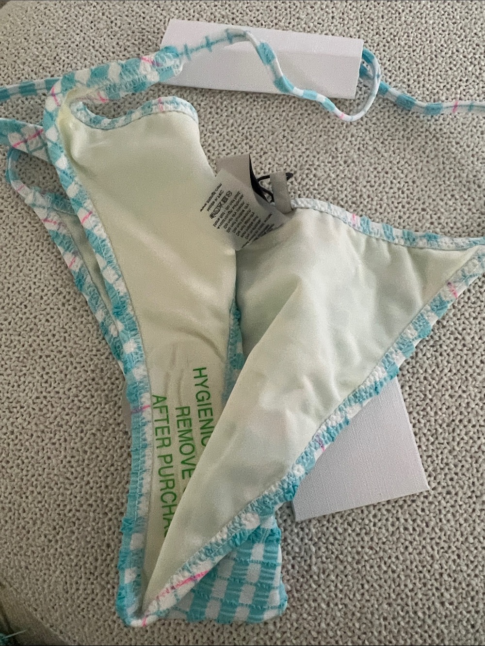 NWT triangl swimwear Blue Bloss Check Tie-Side Triangle Bikini size Small - Picture 7 of 15